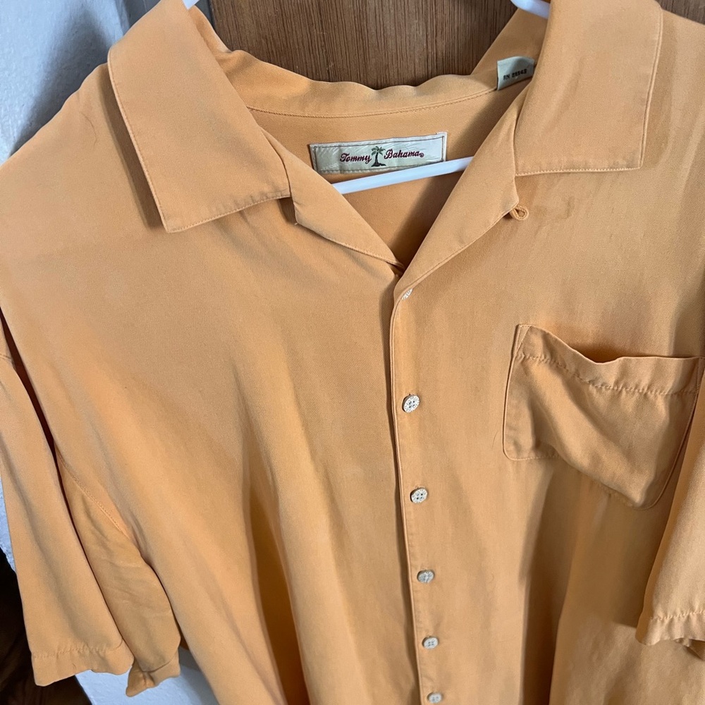 Tommy Bahama Hawaiian Silk Shirt Mens Xl Orange